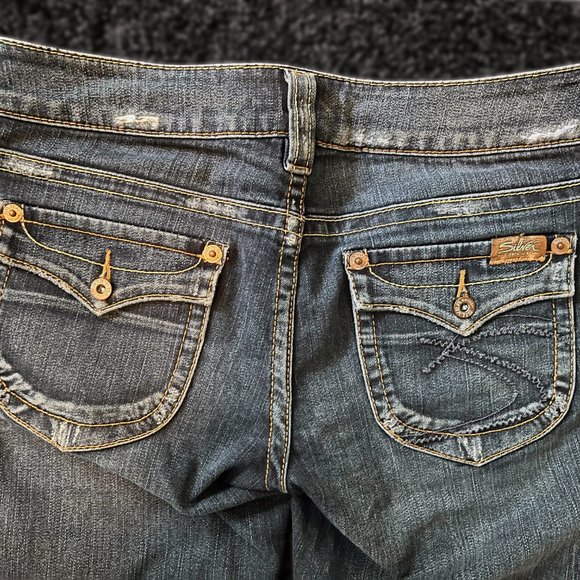 Vintage Y2K Distressed Low Rise Flared Pioneer Silver Jeans size 27 - Picture 6 of 6